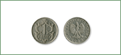 Moneta 1 zł<br/>
Okres obiegu: l. 1929-1939<br/>
Wymiary: śr. 25 mm, waga 7 g<br/>
<br/>
Średni kurs złotego w stosunku do walut obcych w roku 1932 to: <br/>
1 dolar = 8,9 zł<br/>
1 funt szterling = 29,6 zł<br/>
100 franków francuskich = 35 zł<br/>
100 lirów włoskich = 46,5 zł<br/>
100 koron czechosłowackich = 26,5 zł<br/>
100 guldenów gdańskich = 173,8 zł<br/>
